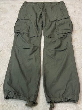 MNML Pants Mens 34 Green Military Paratrooper Cargo Utility Cotton Baggy